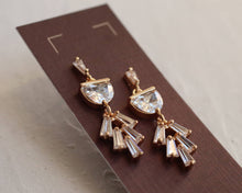 Load image into Gallery viewer, Art Deco Crystal Moon Earrings SP74
