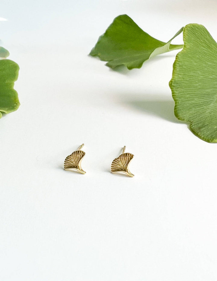Gold Ginkgo Stud Earrings NC32