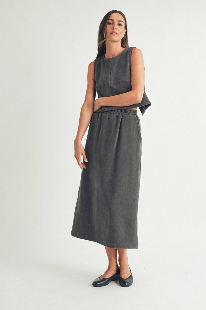 CORDUROY CASUAL MIDI SKIRT