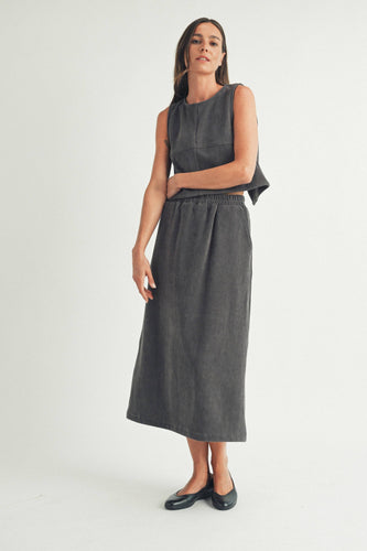 CORDUROY CASUAL MIDI SKIRT