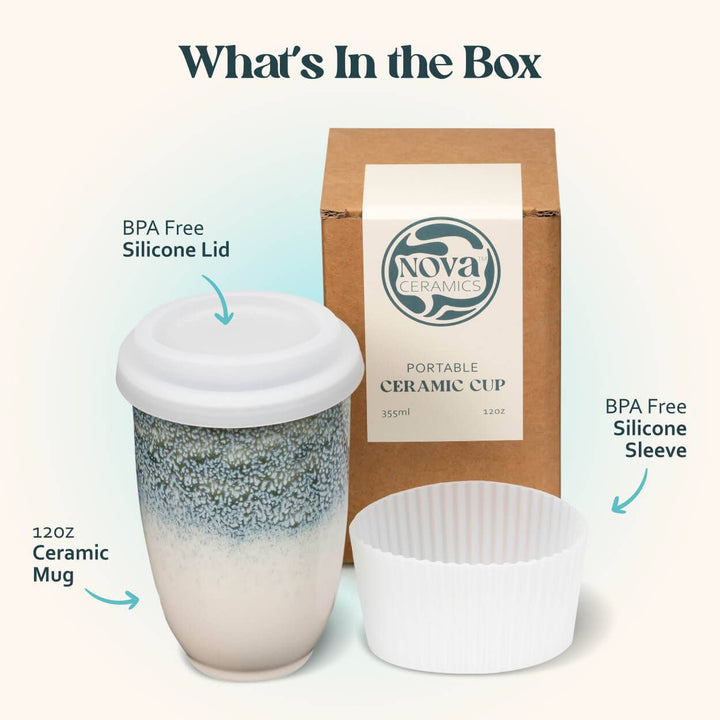 Glacier Ceramic Travel Cup 12oz | Coffee Shop Essentials NV45