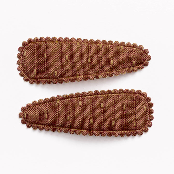 Copper Orange Raised Stitch Hair Clips FC94