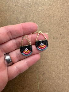 Beaded Arch Earrings - Black Rainbow