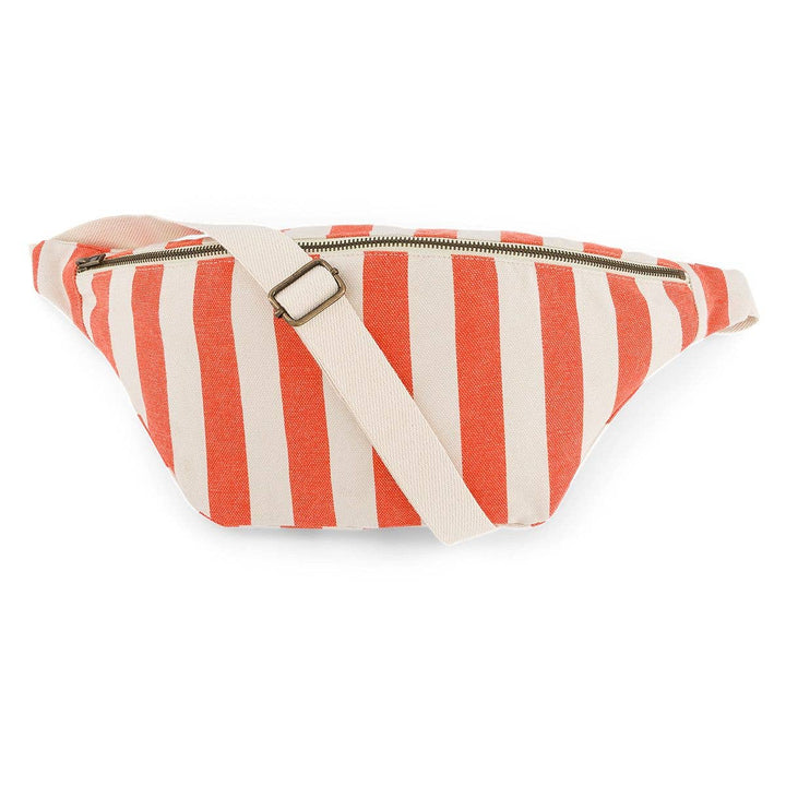 WOMEN BUM BAG STRIPES GREIGE / TOMATO