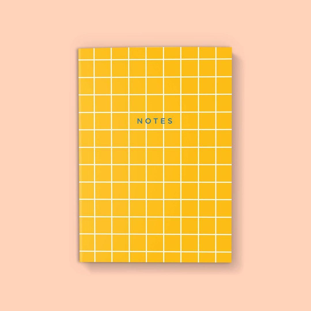 YELLOW GRID SOFTCOVER NOTEBOOK- Blank Pages MW54