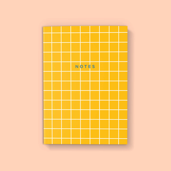 YELLOW GRID SOFTCOVER NOTEBOOK- Blank Pages MW54