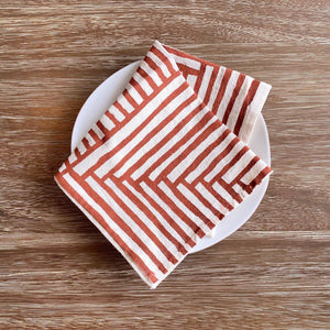 Natural Cotton Cloth Napkins, Warm Painterly Stripes