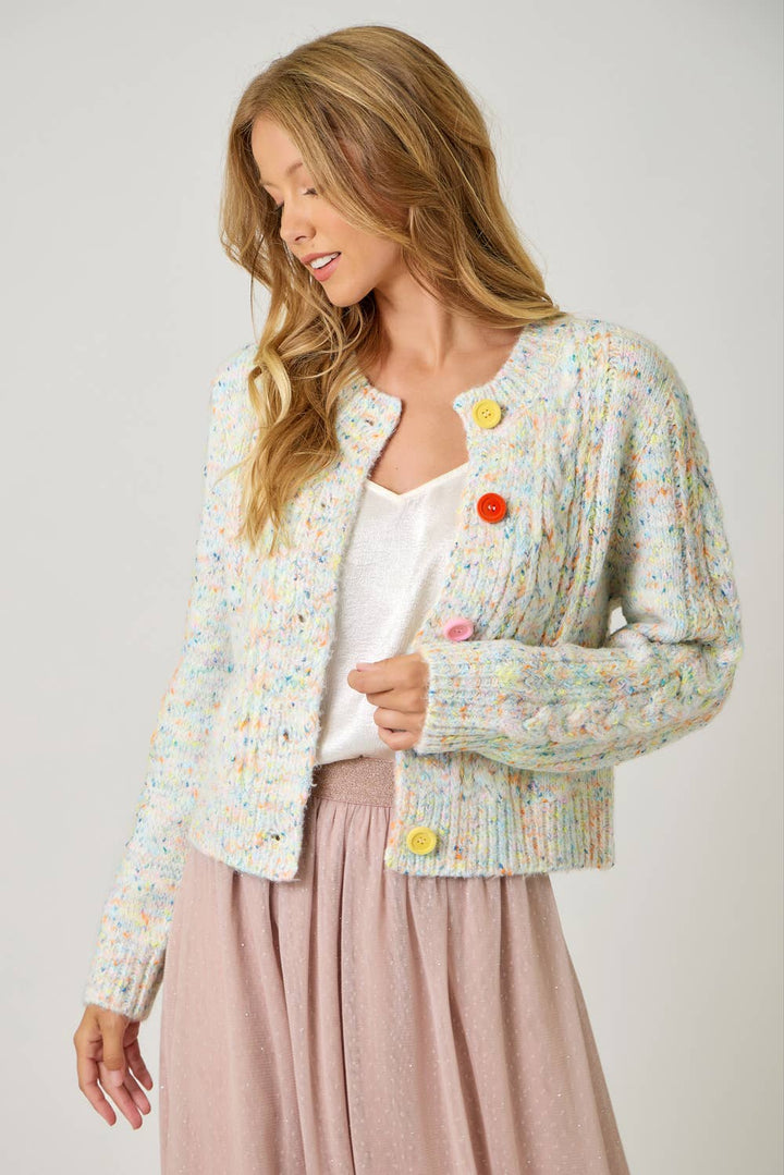 Mixed Yarn Sweater Cardigan MT245