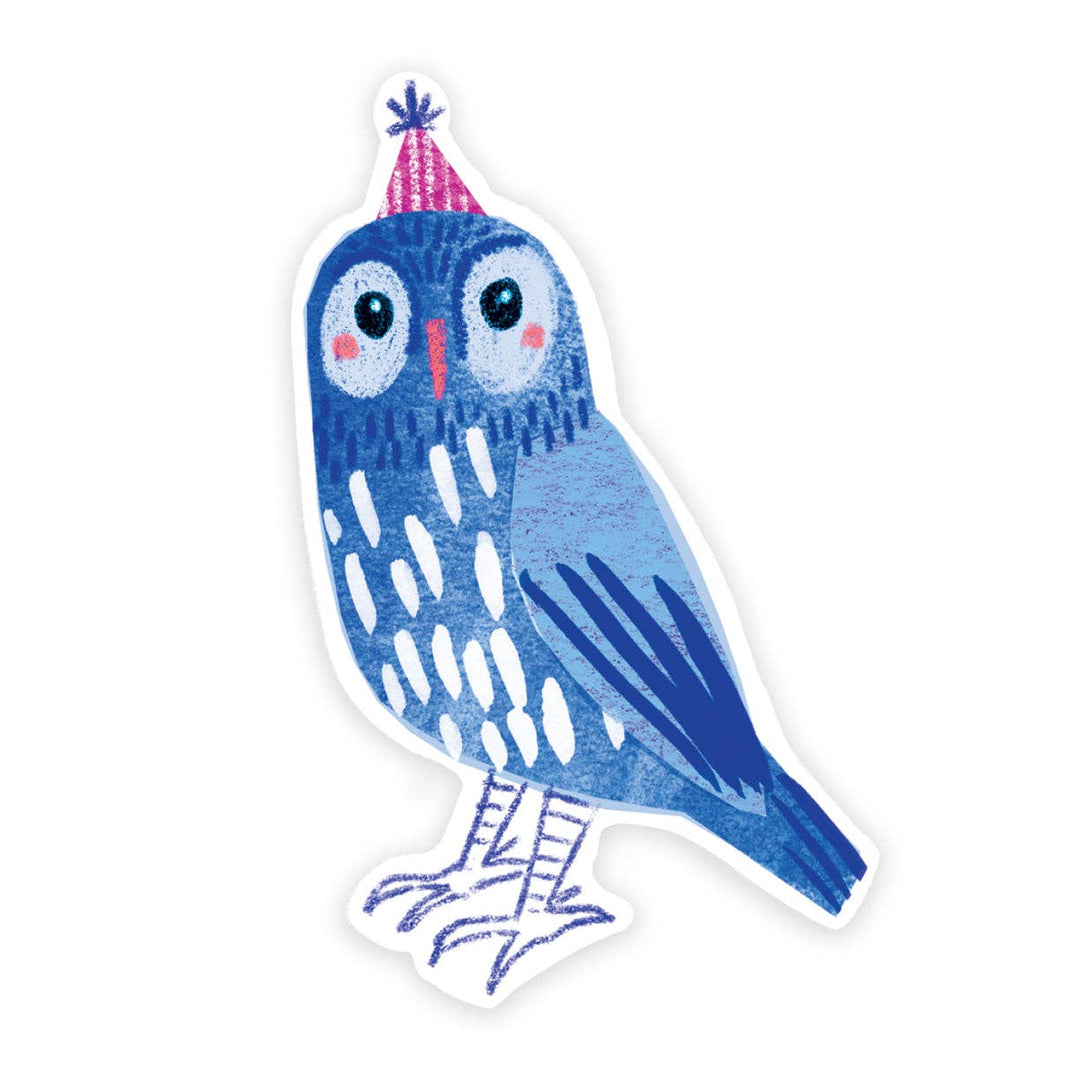 Blue Party Owl | Bird Vinyl Sticker BM