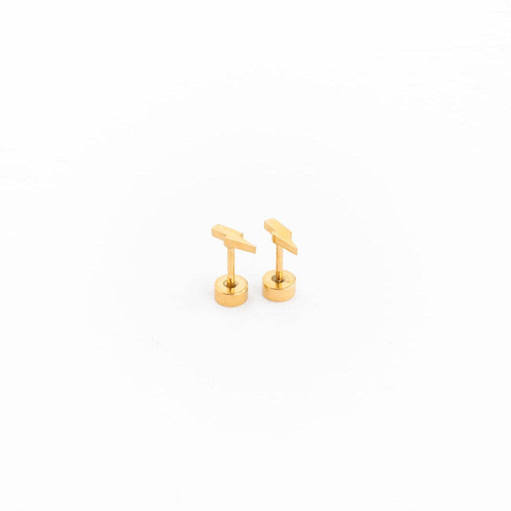 Bolt Stud Earrings - Hypoallergenic, Flat Back, Girl Gift PPE28