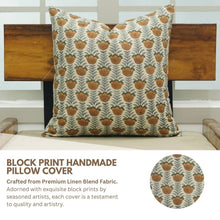 Load image into Gallery viewer, Floral Block Print Linen Blend Pillow Cover - Lotus FB04