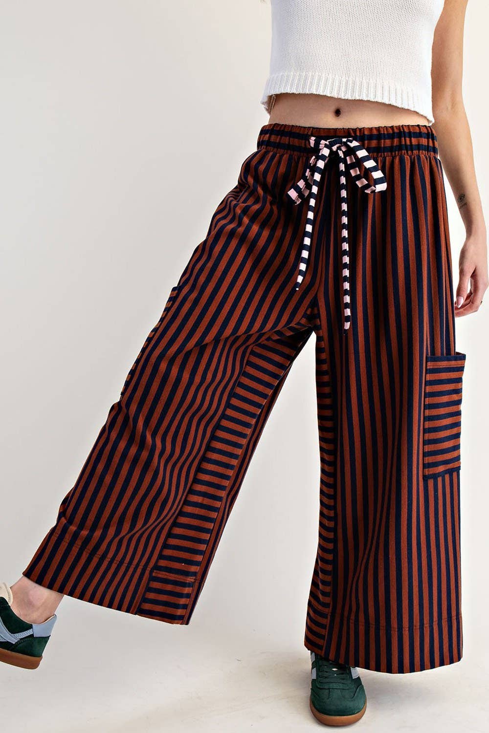PL7632 - STRIPED SIDE POCKET PANTS