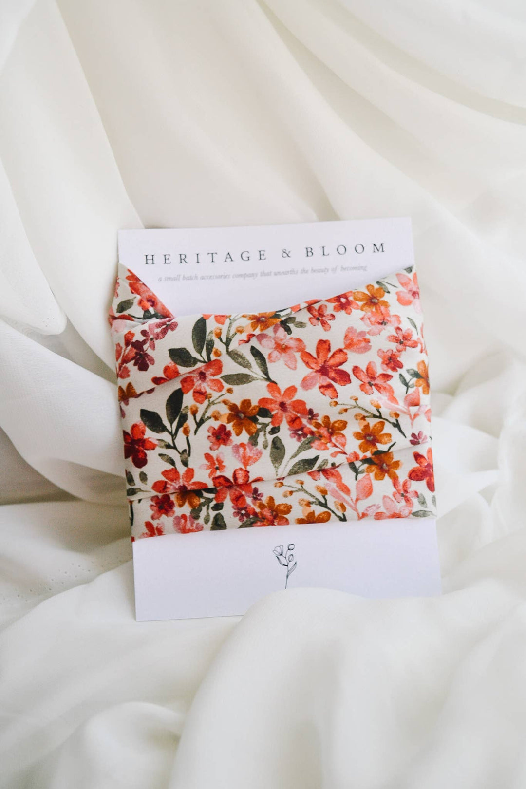 Silky Red Floral Headwrap HH29