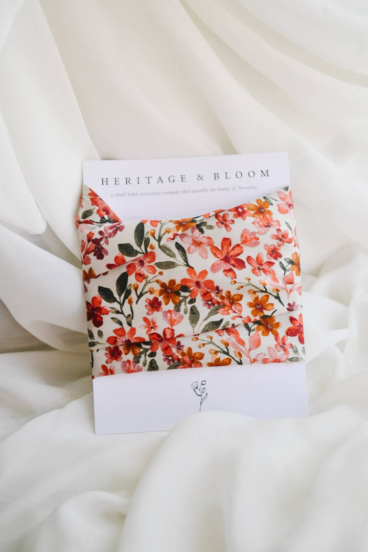 Silky Red Floral Headwrap HH29