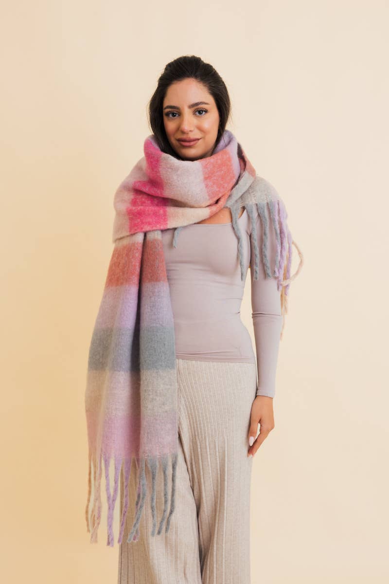 Cozy Breeze Oversized Fringe Scarf - Fall &amp; Winter Essential LT223