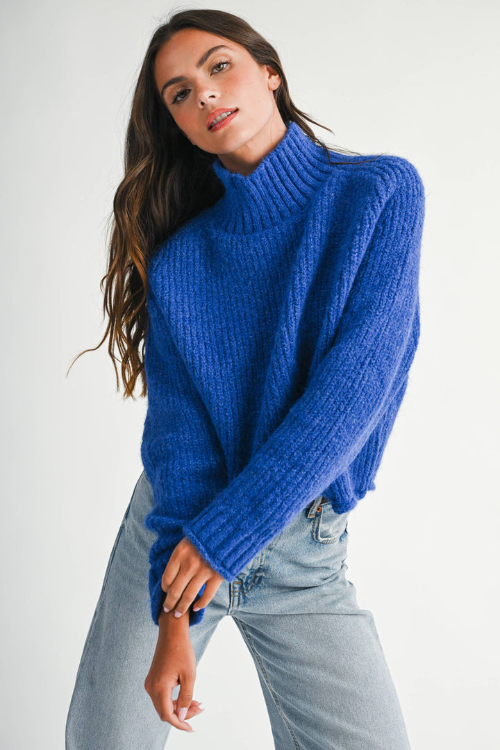 348K Soft Brushed Mock Neck Sweater