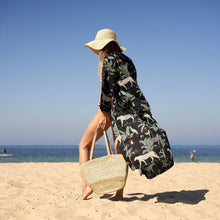 Load image into Gallery viewer, ‘Midnight Jungle’ 100% Cotton Kimono Robe