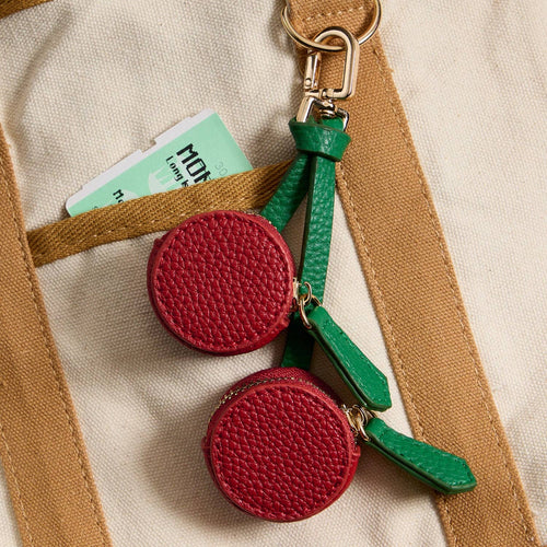 Cherry Bag Charm with Double Zipper Pouches FR101
