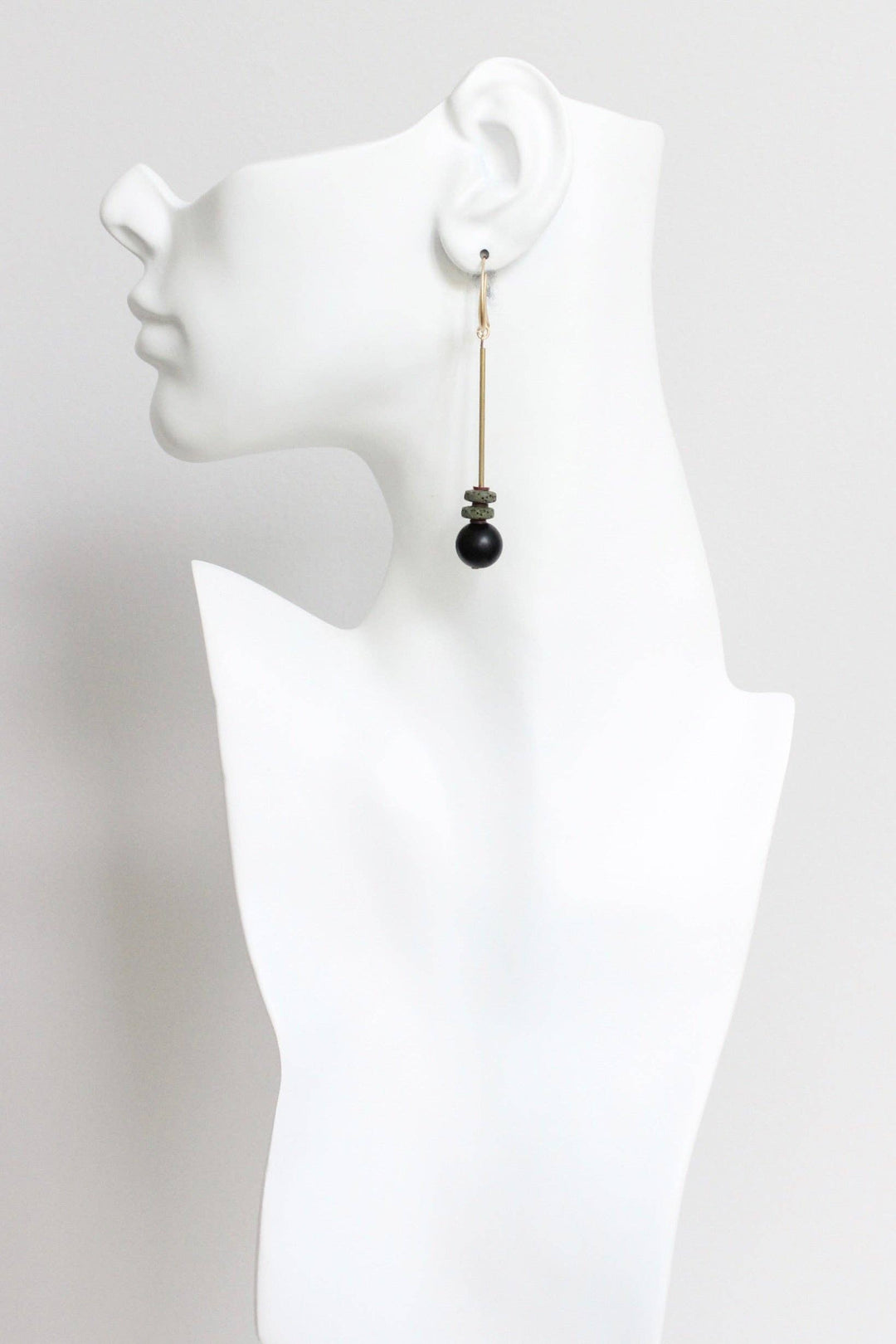 LEXE45 Black and moss geometric earrings