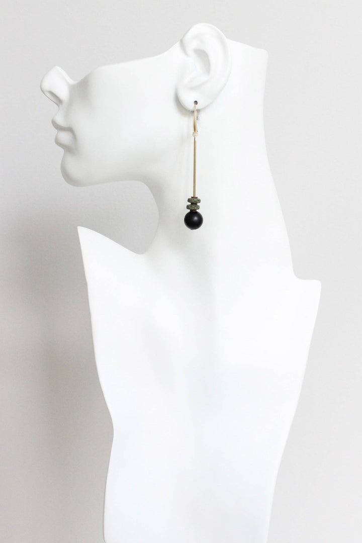 LEXE45 Black and moss geometric earrings