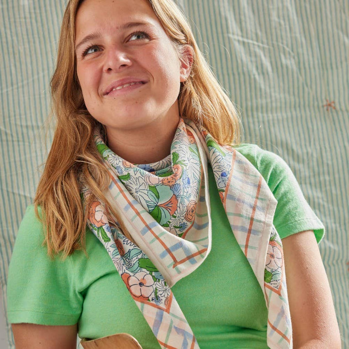 Magic Garden Green Indian Flower Print Scarf BH223