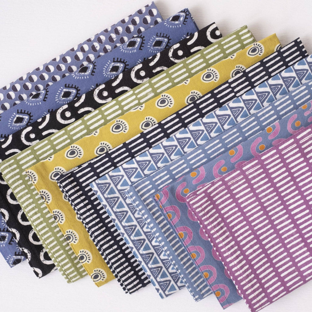 Pontis Stripes Cloud Block Printed Napkins - set of 4 GM15