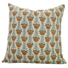 Load image into Gallery viewer, Floral Block Print Linen Blend Pillow Cover - Lotus FB04