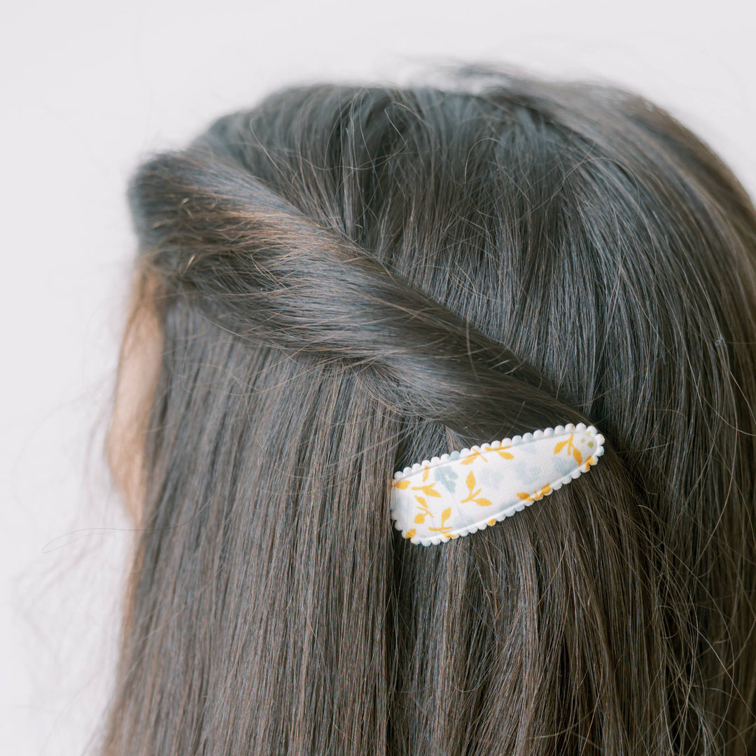 Tan Gingham Checkered Fabric Hair Clips FC94