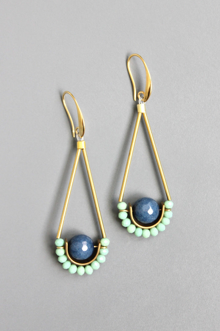 NDNE18 Navy blue and mint earrings