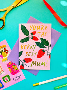 You're the Berry Best Mum Punny Strawberries Mother's Day  Greetings Card