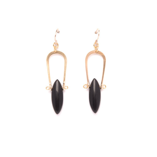 Amulet Earrings in Black Jasper MS15