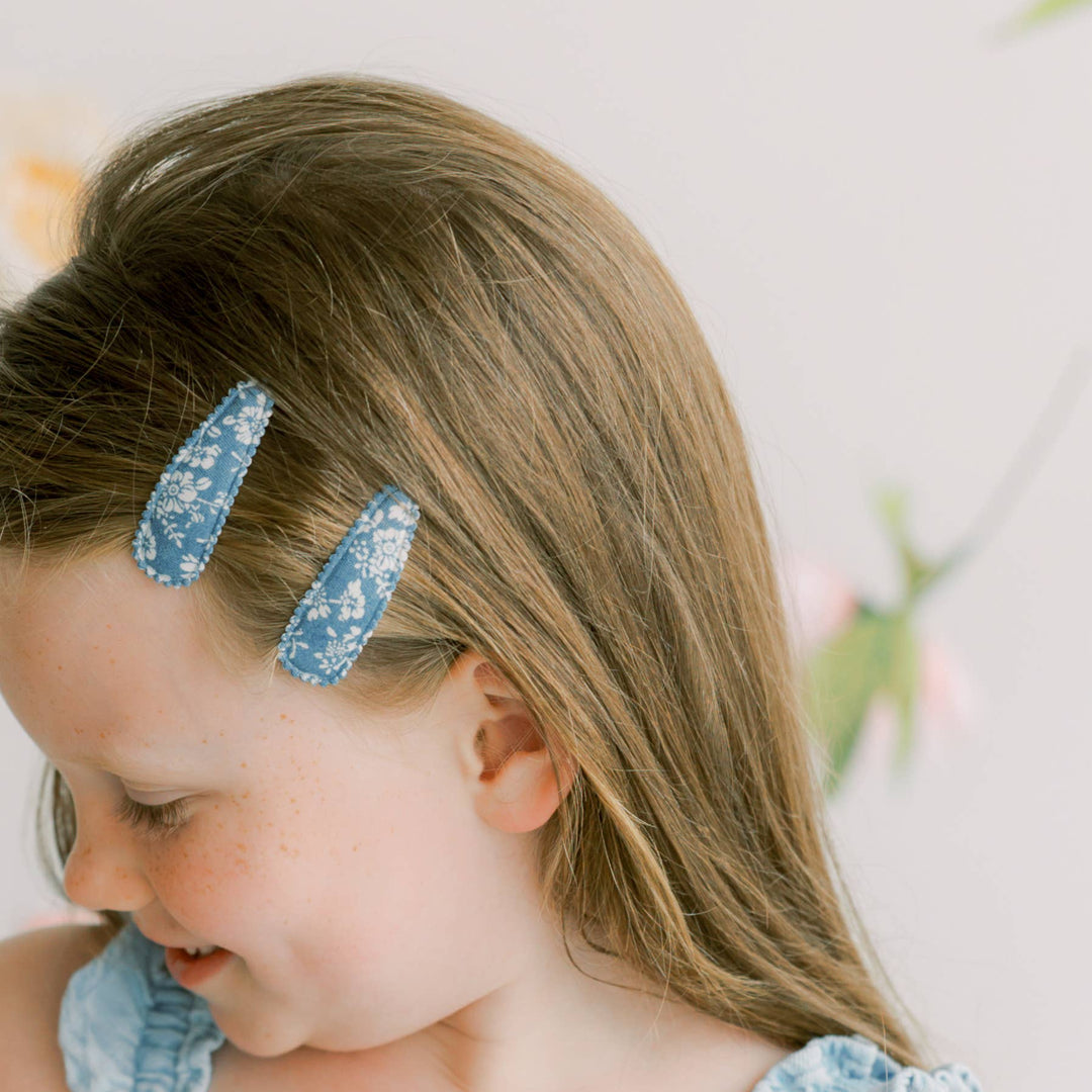 Tan Gingham Checkered Fabric Hair Clips FC94
