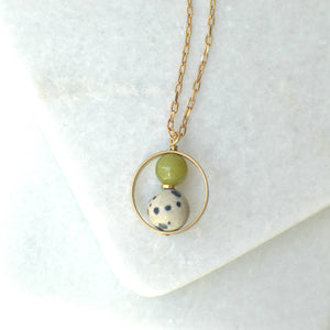Billie - Nested Gemstone Circle Pendant Necklace