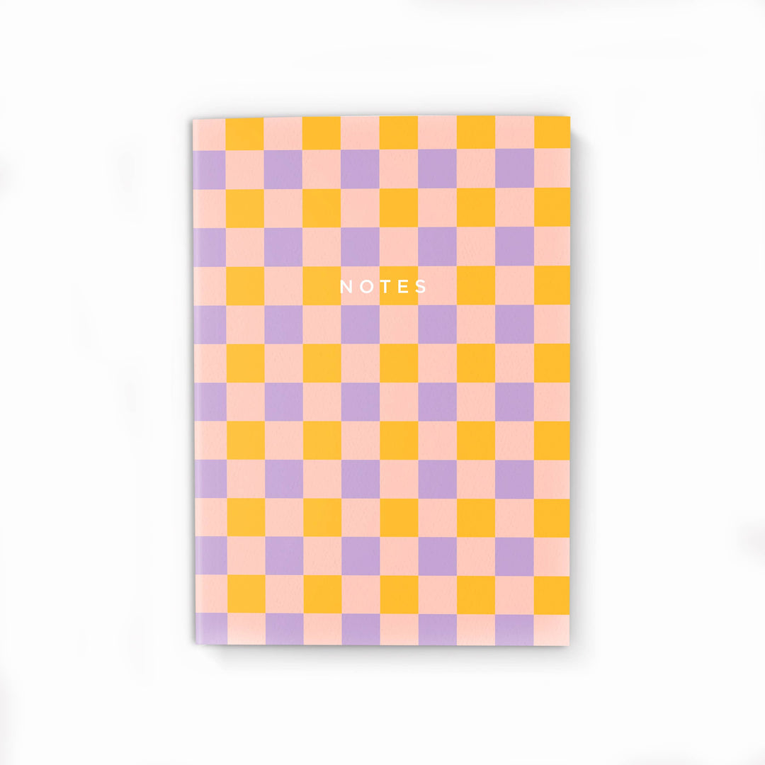 LILAC CHECKERBOARD SOFTCOVER NOTEBOOK-Blank Pages MW54