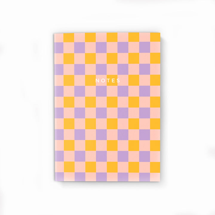 LILAC CHECKERBOARD SOFTCOVER NOTEBOOK-Blank Pages MW54
