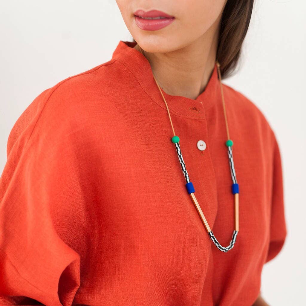 New Memphis Necklace In Cobalt and Mint LAN66