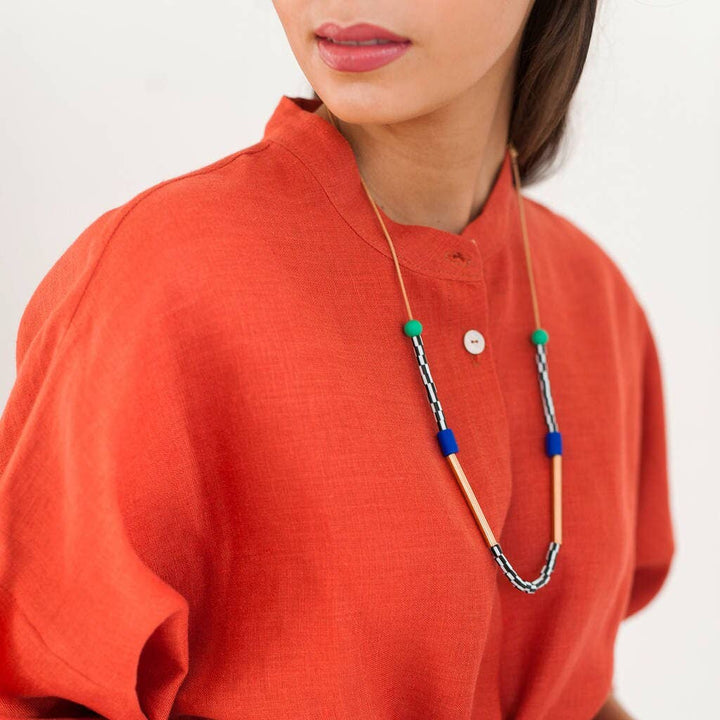 New Memphis Necklace In Cobalt and Mint LAN66