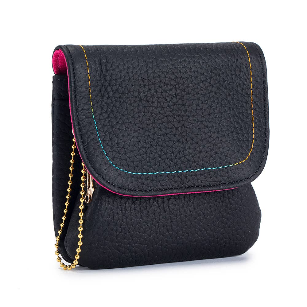 Top Grain Leather Creative Cute Snap Button Coin SP94