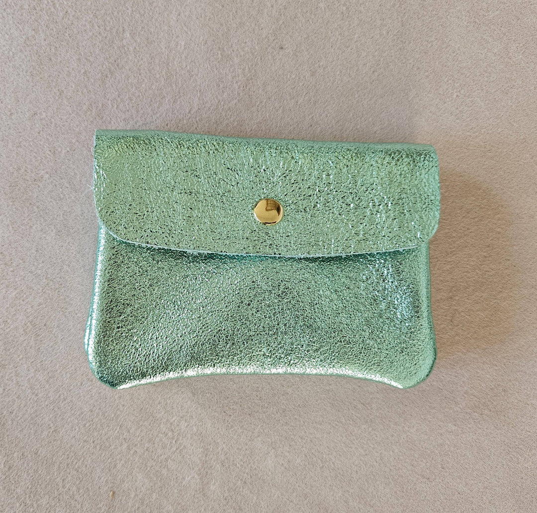 Metallic leather Kangoo wallet Mint RM38