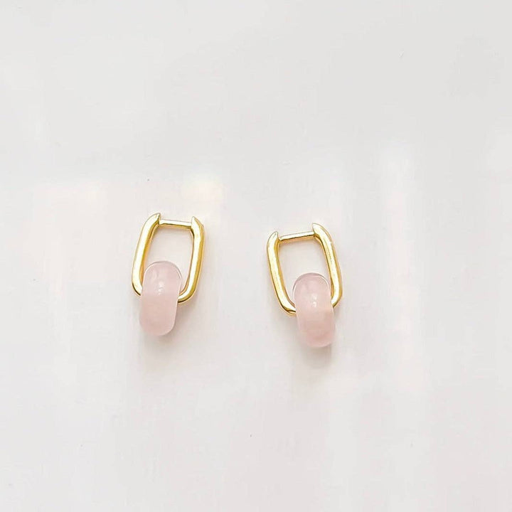Rose Quartz Hoops NC23