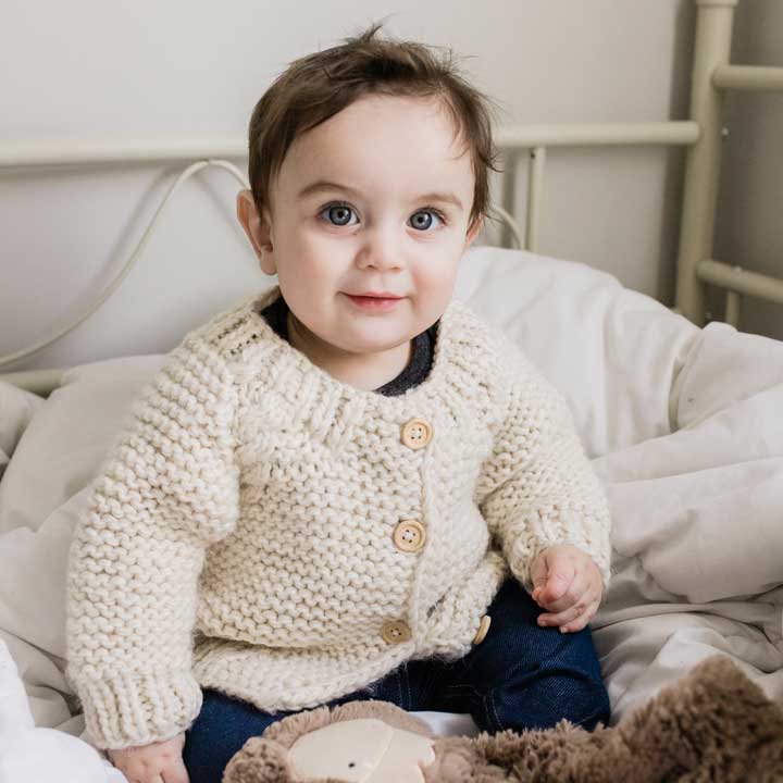 Natural Garter Stitch Cardigan Sweater Baby &amp; Toddler