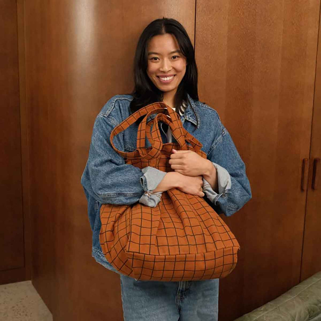 ELISA TOTE BAG  CHECK GINGER