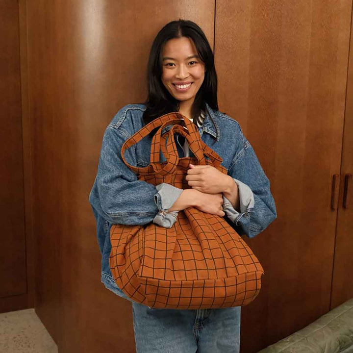 ELISA TOTE BAG  CHECK GINGER