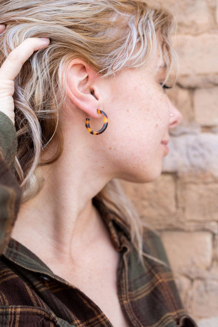 Cam Mini Hoops - Tortoise // Jewelry, Earrings, Fall SS992