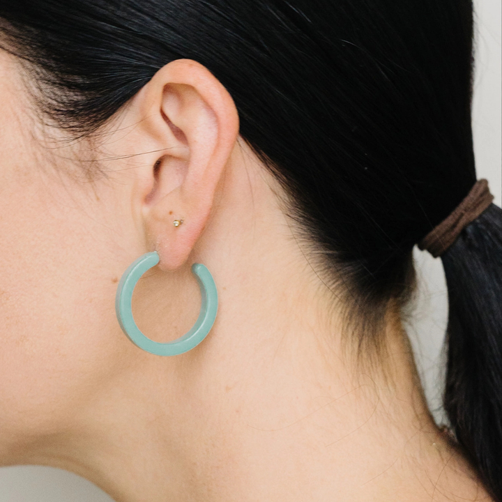 Alba | Spruce | Light Green Hoop Earrings | Large size NN23