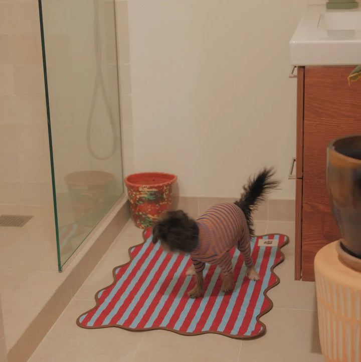 Reusable Washable Dog Pee Pad, Blue &amp; Red Stripe NOMO1