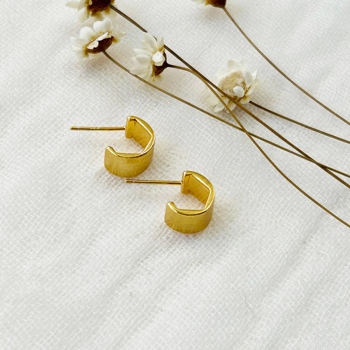 Mini Gold Textured Half Hoops KT21