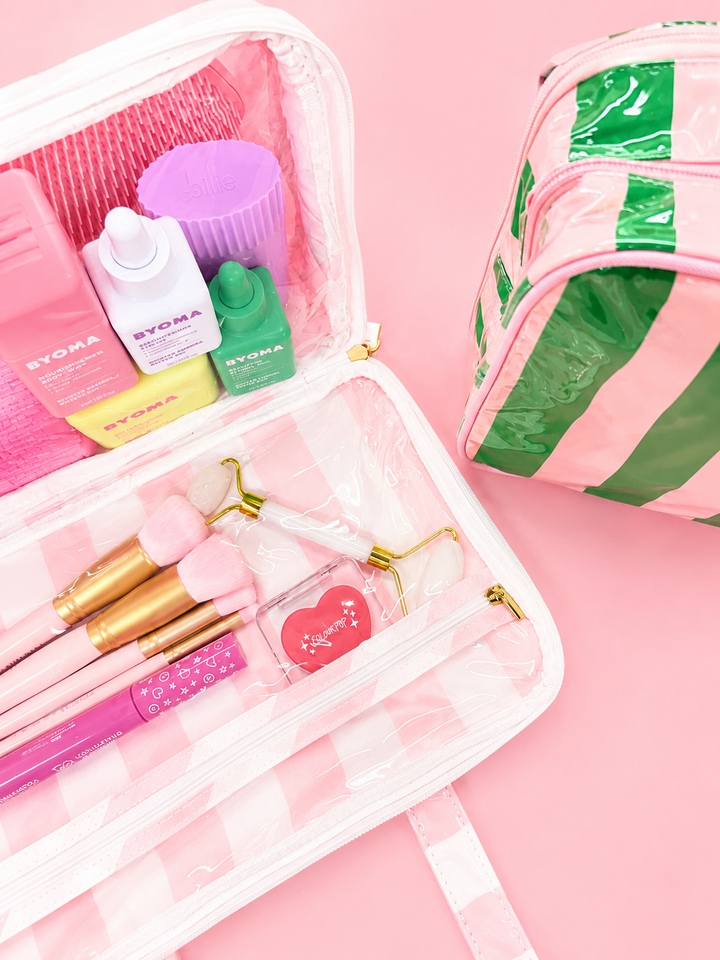 Gloss &amp; Go - Colorful Stripe Wipeable Travel Cosmetic Case