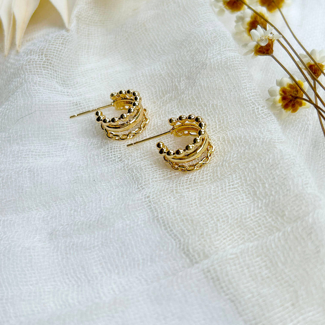 Triple Huggie Hoops KT18
