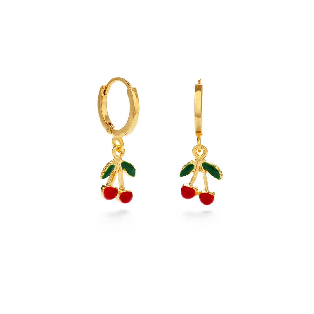 Sweet Cherry Huggie Hoop Earrings